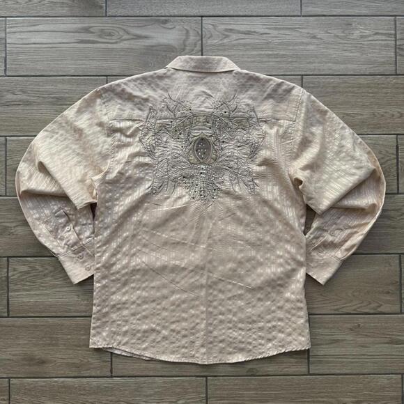 Y2K Cross Holographic Affliction style button up shirt - Picture 1 of 8